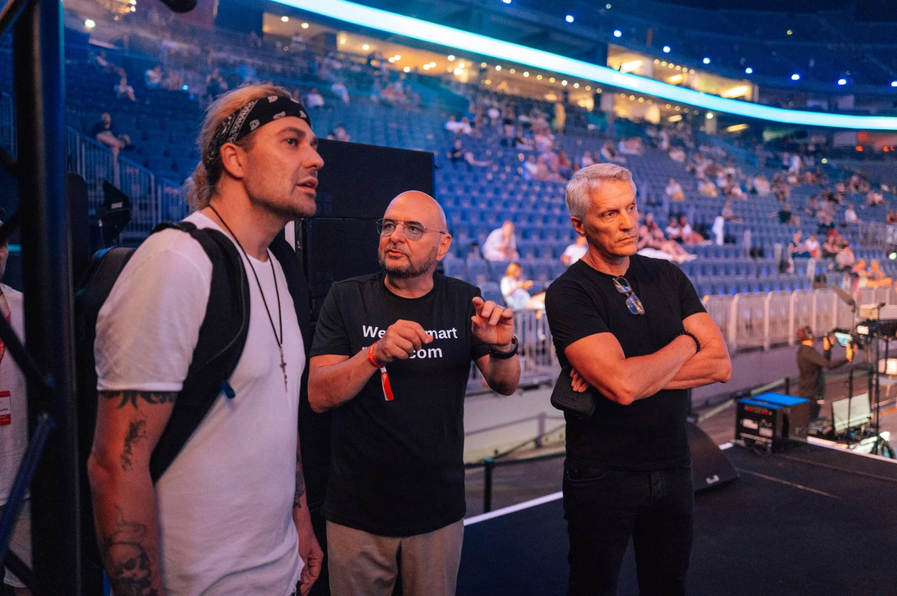 David Garrett, Bernd Breiter und Matthias Maurer am Bühnenrand